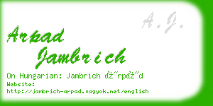 arpad jambrich business card